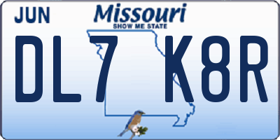 MO license plate DL7K8R