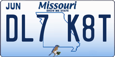 MO license plate DL7K8T