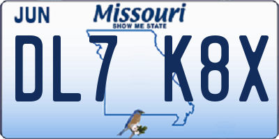 MO license plate DL7K8X