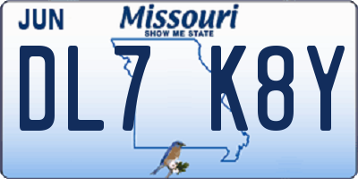 MO license plate DL7K8Y