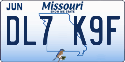 MO license plate DL7K9F