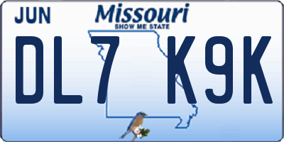 MO license plate DL7K9K