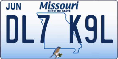 MO license plate DL7K9L