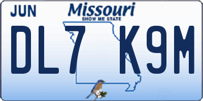 MO license plate DL7K9M