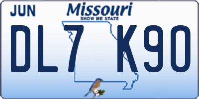 MO license plate DL7K9O
