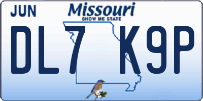MO license plate DL7K9P