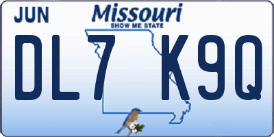 MO license plate DL7K9Q