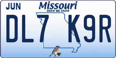 MO license plate DL7K9R