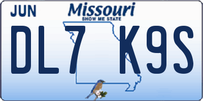 MO license plate DL7K9S