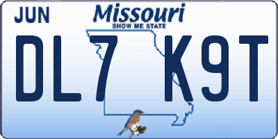 MO license plate DL7K9T