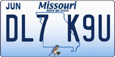 MO license plate DL7K9U