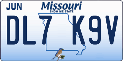 MO license plate DL7K9V
