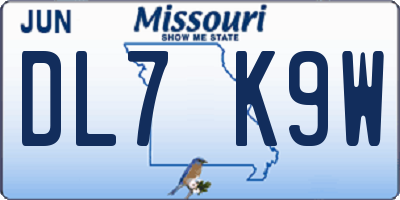 MO license plate DL7K9W
