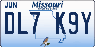 MO license plate DL7K9Y