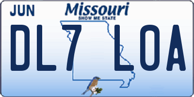 MO license plate DL7L0A
