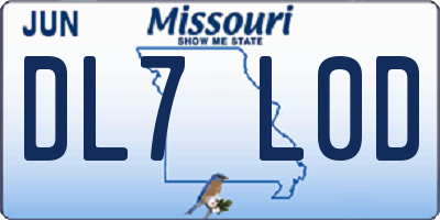 MO license plate DL7L0D