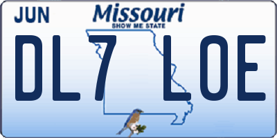 MO license plate DL7L0E