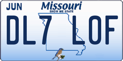 MO license plate DL7L0F