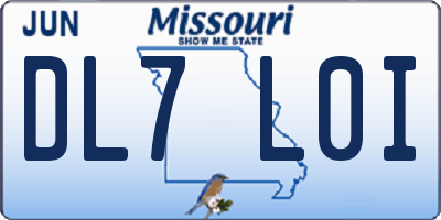MO license plate DL7L0I