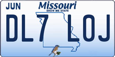 MO license plate DL7L0J