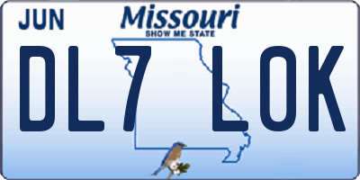 MO license plate DL7L0K
