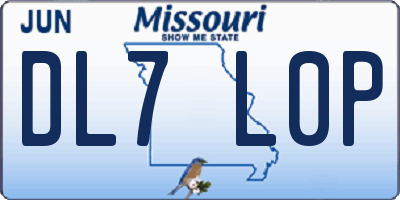 MO license plate DL7L0P