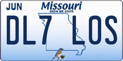 MO license plate DL7L0S