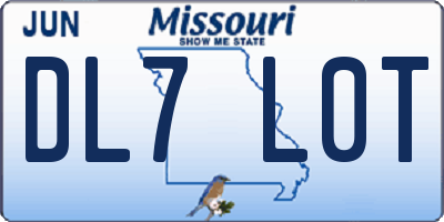 MO license plate DL7L0T