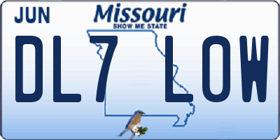 MO license plate DL7L0W