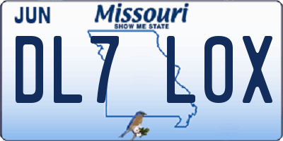 MO license plate DL7L0X