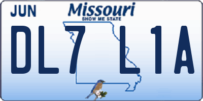 MO license plate DL7L1A