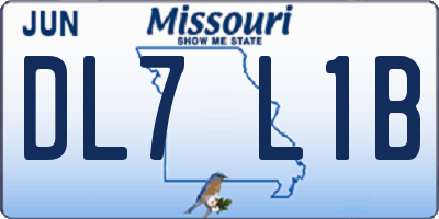 MO license plate DL7L1B