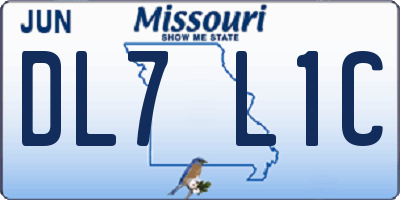 MO license plate DL7L1C