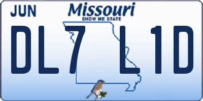 MO license plate DL7L1D
