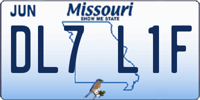 MO license plate DL7L1F