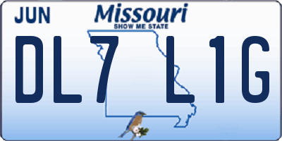 MO license plate DL7L1G