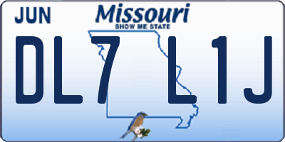 MO license plate DL7L1J