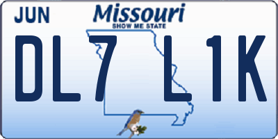 MO license plate DL7L1K