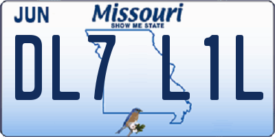 MO license plate DL7L1L