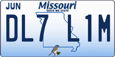 MO license plate DL7L1M