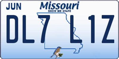 MO license plate DL7L1Z