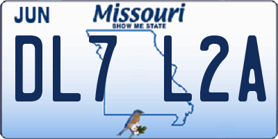 MO license plate DL7L2A