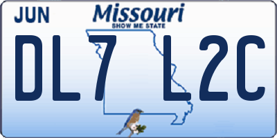 MO license plate DL7L2C