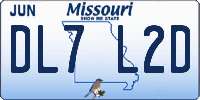 MO license plate DL7L2D