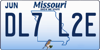 MO license plate DL7L2E