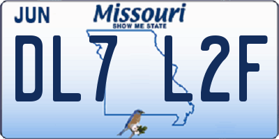 MO license plate DL7L2F
