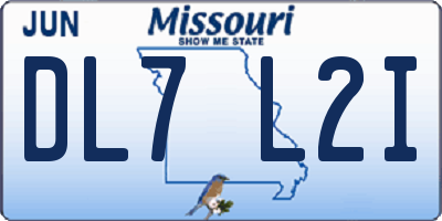 MO license plate DL7L2I
