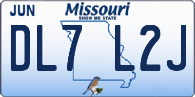 MO license plate DL7L2J