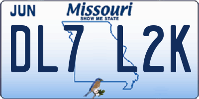 MO license plate DL7L2K