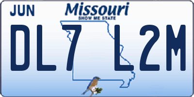 MO license plate DL7L2M
